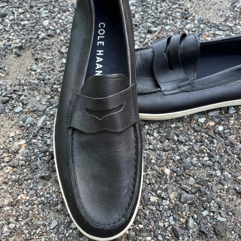 Cole Haan Mens Grand Crosscourt Penny Loafer Black Leather Sneakers Size 12